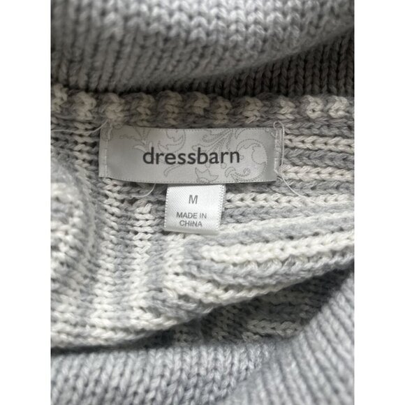 Dressbarn M Gray Chunky Knit Funnel Neck Long Sweater - Picture 4 of 5